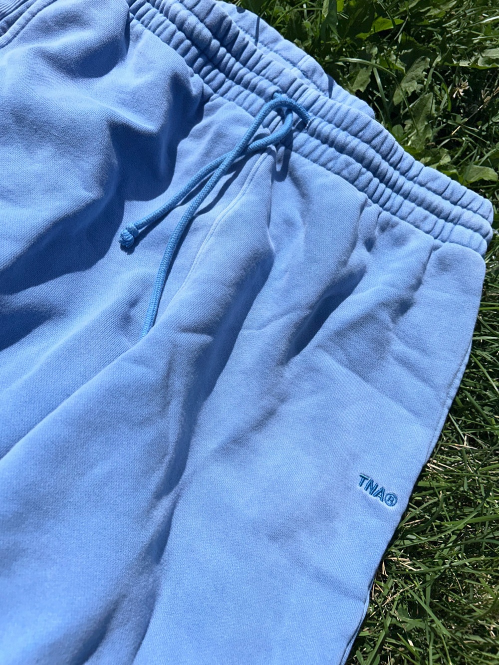 Aritzia TNA Cozy Fleece Boyfriend Sweatpants Blue Size L